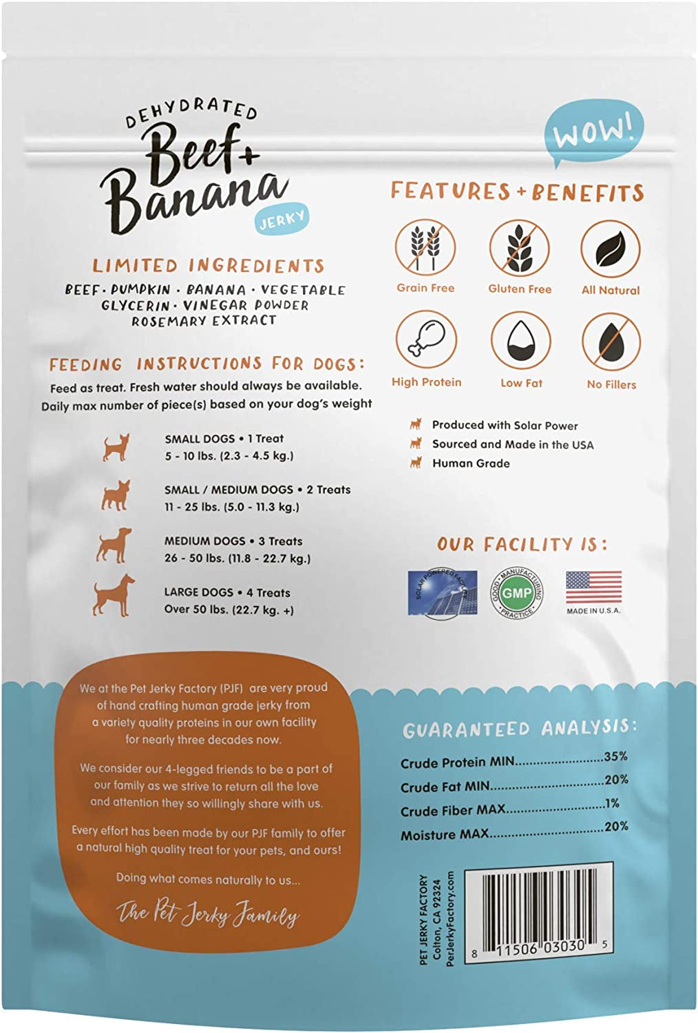Premium Dog Treats | 100% Human Grade | Made in the USA | Grain Free | Beef and Banana, 5 Oz.