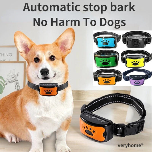 Pet Dog Antibarking USB Electric Ultrasonic Dogs Stop Barking Vibration anti Bark Collar Automatic Collar Dog Training Collars