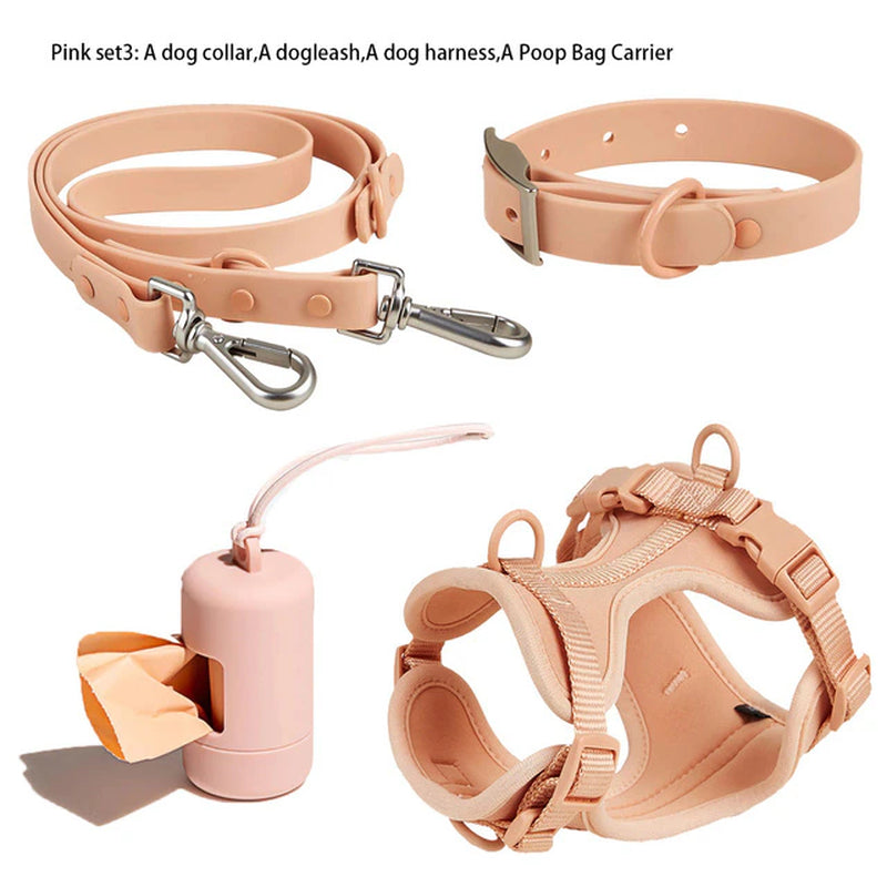 Dog Harness and Leash Set No Pull Dog Vest Harness PVC Waterproof Dog Leash Collar for Small Medium Large Dogs